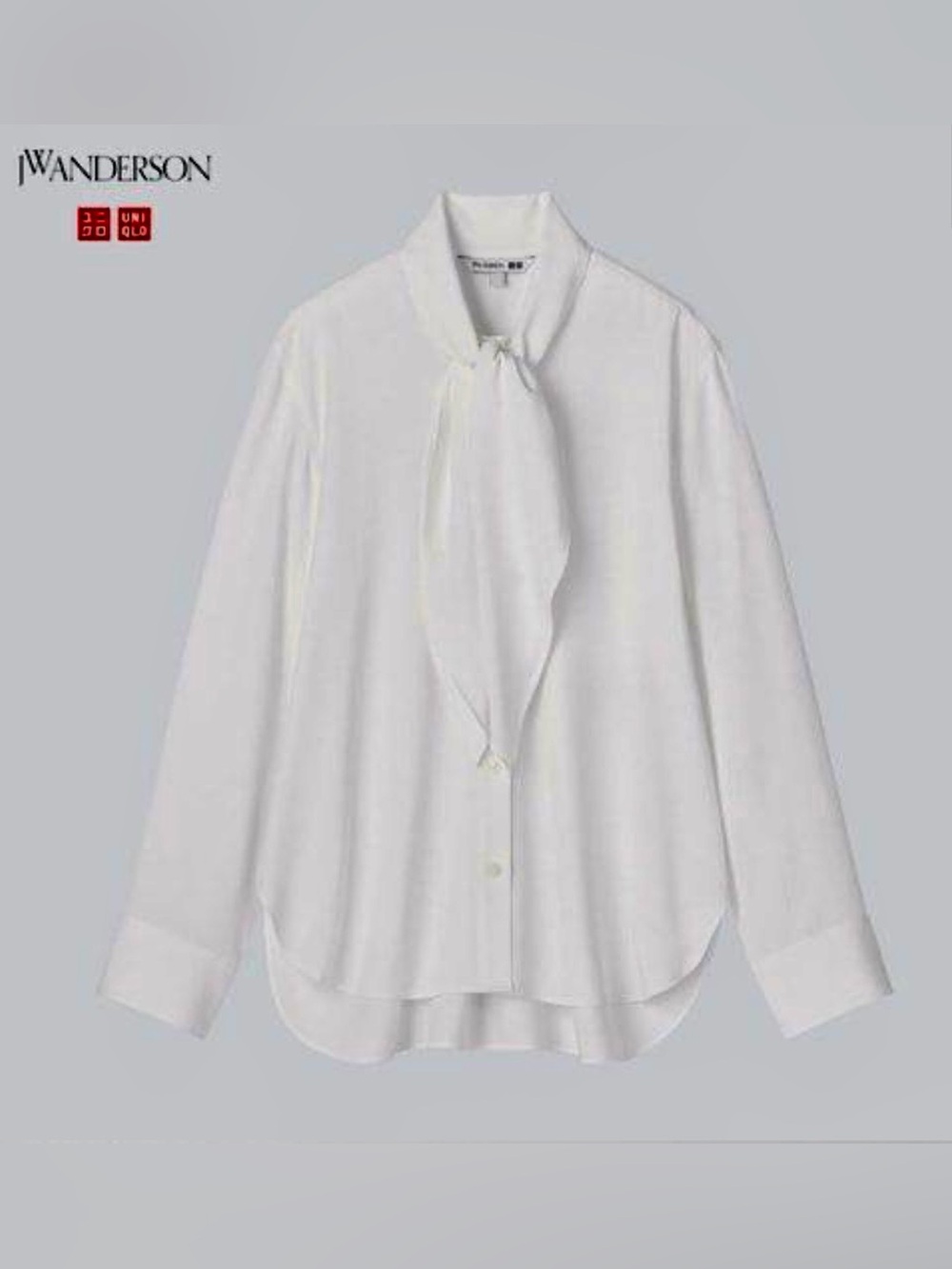 JW ANDERSON Uniqlo Rayon Bow Tie Long Sleeve Blouse
